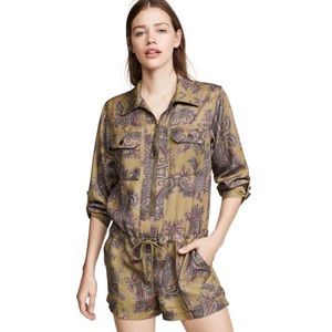 PAM & GELA PAISLEY PRINT ZIP FRONT UTILITY ROMPER